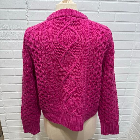 360 Cashmere NWT Anna Sweater Cable Knit Chunky Wool Blend Magenta Pink Sz Sml - Picture 5 of 14